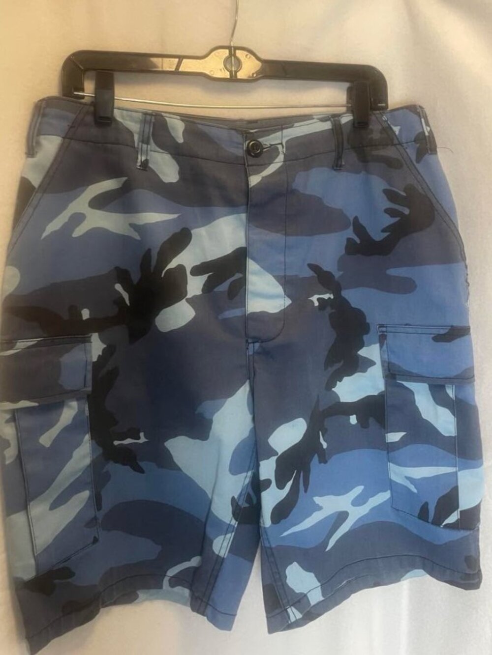 EUC Men's Rothco BDU Blue Camo Cargo Shorts 31-35"